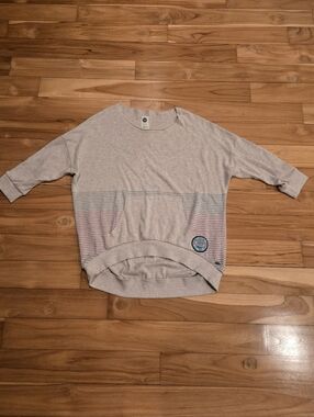 Roxy Girls Heather Gray Sweatshirt with Pastel Stripe Details